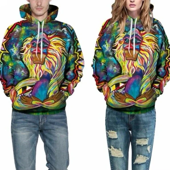 Meditating Rafiki Mandrill Unisex Hoodie From The Lion King - Picture 4 of 16